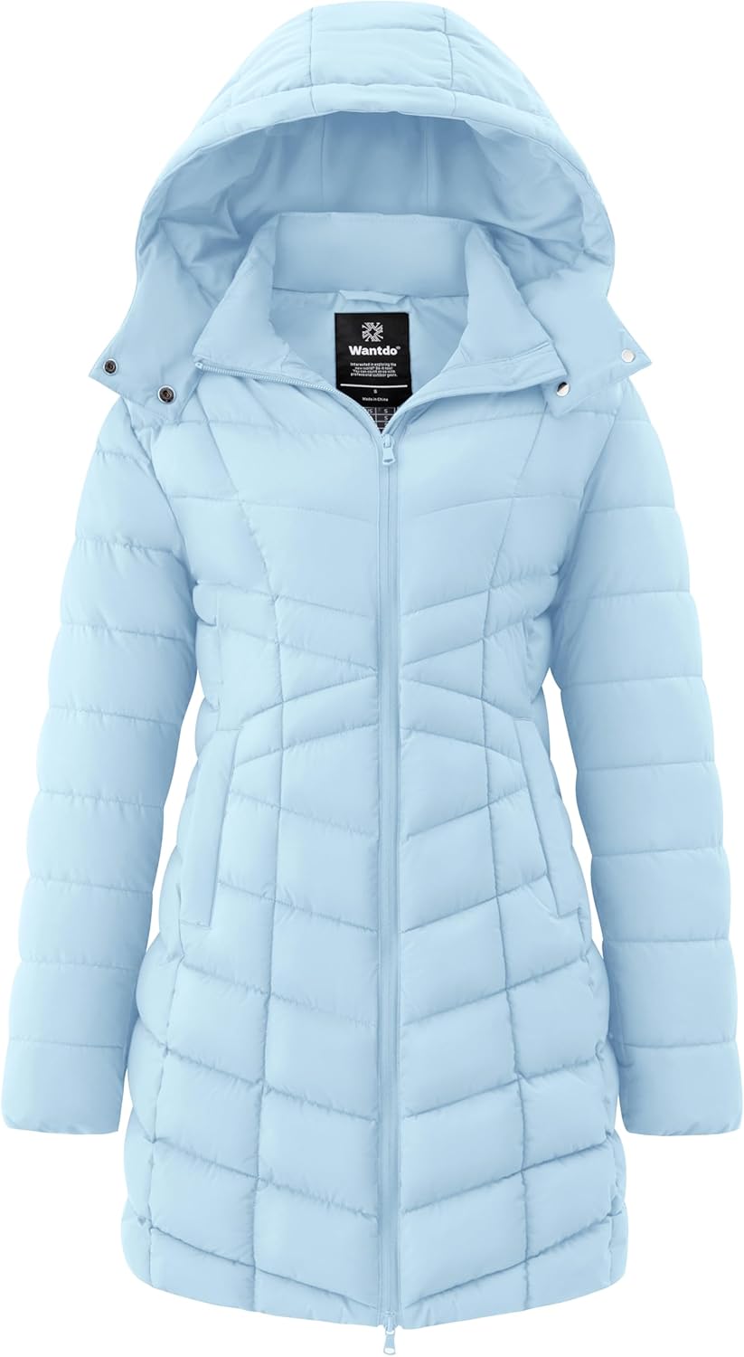wantdo Women's Puffer Jacket Warm Padded Winter Coat Long Quilted Jacket (Available in Plus Size)