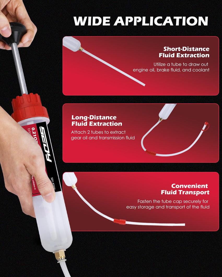 SEDY Fluid Extractor Multi-Purpose Oil Syringe with 500CC, Oil Suction Pump, Manual Extraction and Filling Pump, Automotive Oil Syringe(17.6 Oz./0.45 Qt./500 CC)
