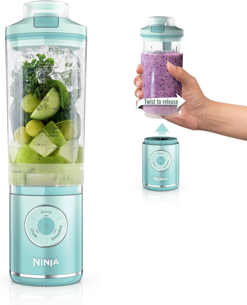 Ninja Blast Max, Portable Blender + Twist & Go, Personal Smoothie, Blend, Ice Crush, 3 Programs, Cordless, 22 oz removable Vessel, Dishwasher Safe, Leakproof, Silver, BC251SL