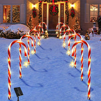 Christmas Decorations Outdoor, 10 Pcs Candy Cane Lights, 21'' Solar Pathway Lights with 8 Lighting Modes, Waterproof Garden Lights for Christmas Patio Yard Walkway Decorations