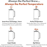 Nextmug Press - Temperature-Controlled, Self-Heating French Press (White - 40 oz.)