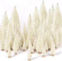 30Pcs Christmas Decorations Mini Christmas Trees, Artificial Christmas Tree Bottle Brush Trees with Wooden Base for Christmas Decor Christmas Party Home Table Craft