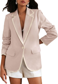 Mina Self Casual Blazer for Women 2025 Fall Pink Lightweight Business Casual Work Professional Office Trendy Cute Dressy Fashion Womens Jacket Women's Blazers & Suit Jackets QY046 Pink L