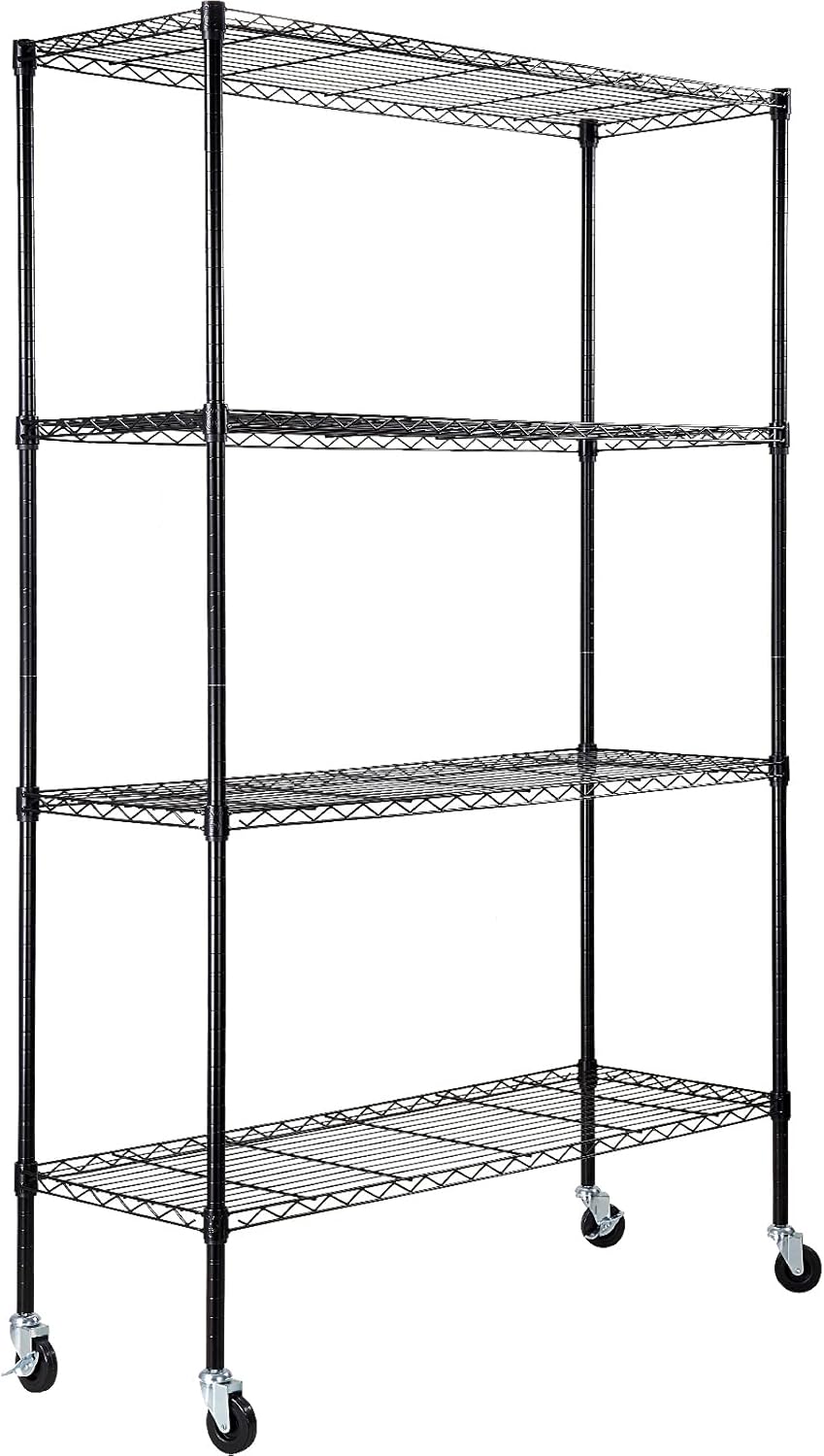 VEVOR Storage Shelving Unit, 5-Tier Adjustable, 2000 lbs Capacity, Heavy Duty Garage Shelves Metal Organizer Wire Rack, Black, 60" L x 24" W x 78" H for Kitchen Pantry Basement Bathroom Laundry Closet