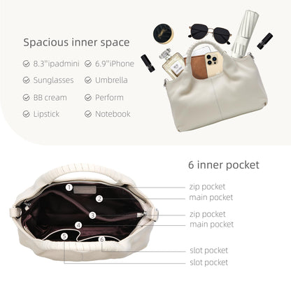 Iswee Leather Satchel Women Purse and Handbag Crossbody Shoulder Bag Hobo | Genuine Cowhide Leather Tote Top Handle Bag Soft & Durable Medium Size Bags with Detachable Multiple Pocketbooks Trendy