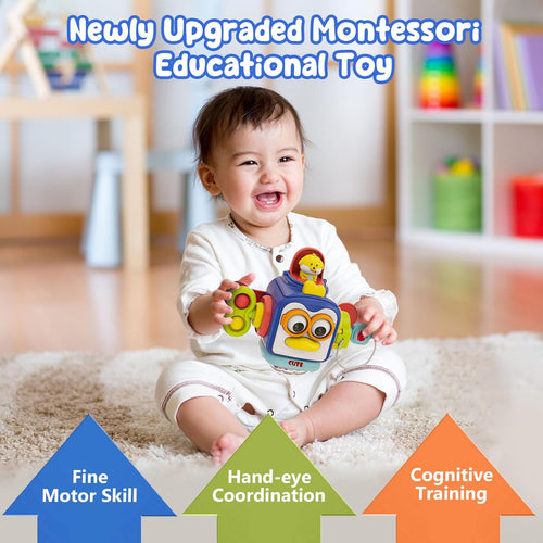 Montessori Toys for 1 Year Old,Sensory Toys for Toddlers 1-3,Baby Travel Activities Busy Board Cube,Fine Motor Skills Educational Toys,Birthday Gift for Kids Aged 6, 9, 10, 12, 18 Months