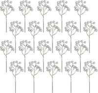 Fangoo 20 Pack 7 Inch Artificial Red Berry Picks for Christmas Tree Burgundy Red Berries Stems Holly Berry Branches Ornaments Wreath Crafts Wedding Holiday Season Winter Home Decor