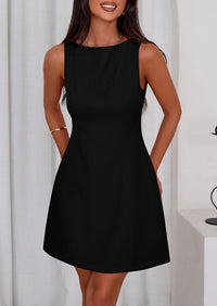 PRETTYGARDEN Womens Formal Short Dresses 2025 Summer Sleeveless Boat Neck A Line Elegant Mini Cocktail Party Dress