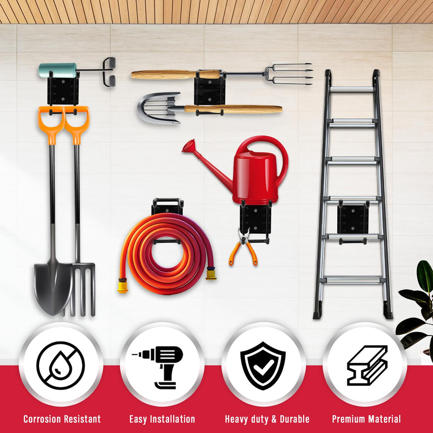 SEDY 6-Piece Heavy Duty Garage Storage Hooks, Wall Mount J Utility Hooks Holds 88 LB, Large Metal Utility, Garage Storage Ladders for Bikes, Garden Tools