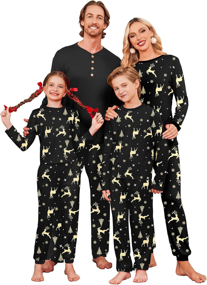 Ekouaer Family Christmas Pajamas Matching Sets Womens Mens Pjs Long Sleeve Sleepwear Holiday Lounge Sets