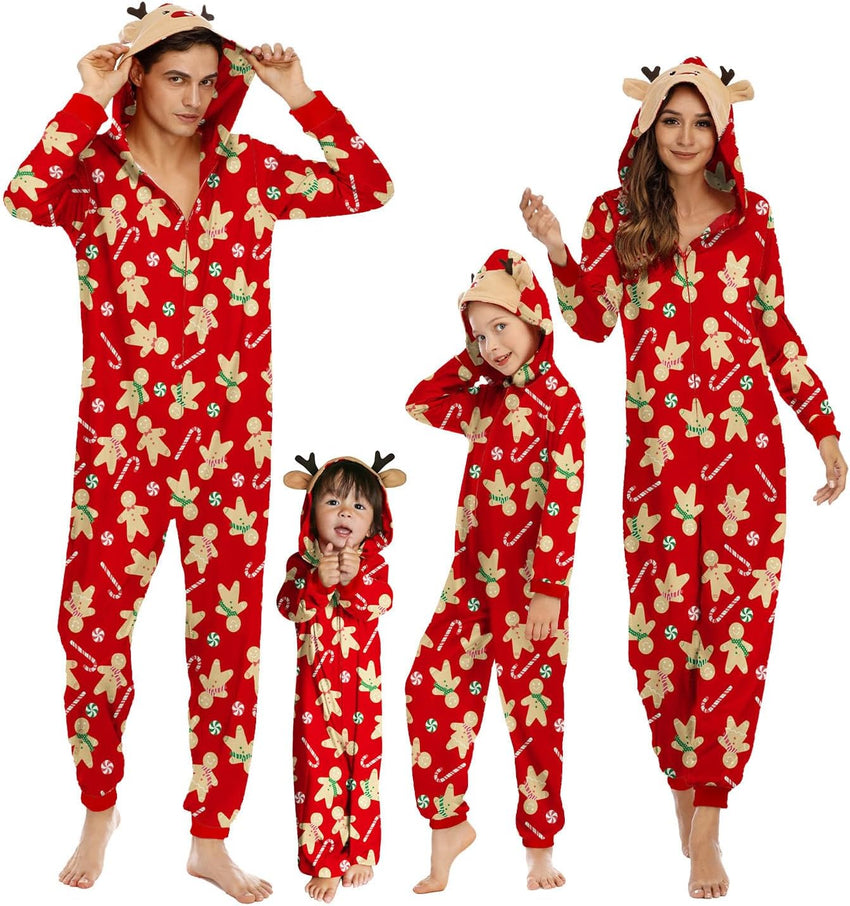 Adisputent Christmas Pajamas for Family Matching Cute Long Sleeve Couples Soft Sleepwear One Piece Funny Christmas Pjs Sets