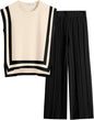 ANRABESS Women 2 Piece Lounge Sets Summer Casual Knit Sweater Vest Pant Set Beach Vacation Airport Clothes 2025 Fall Outfits