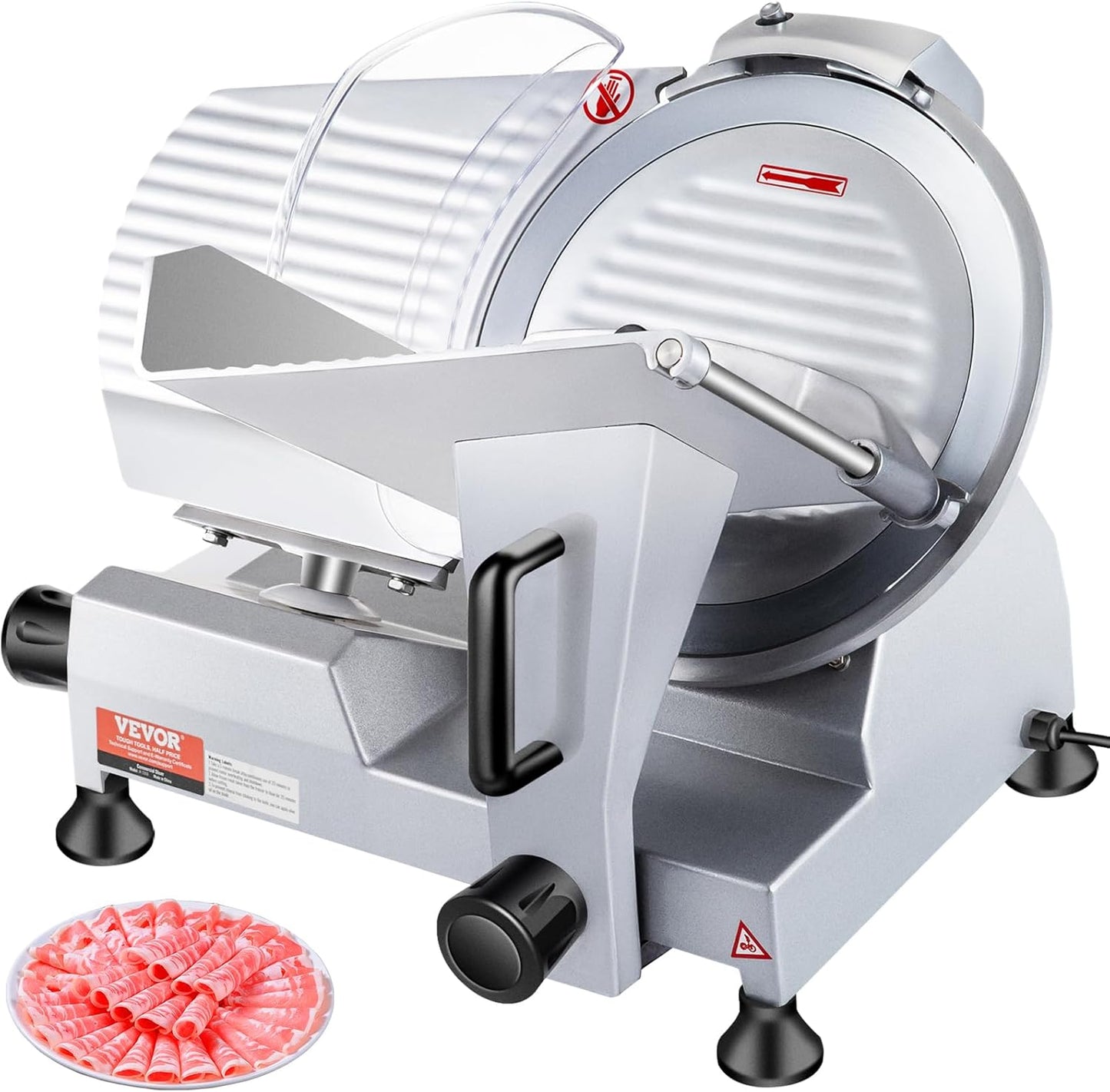 VEVOR Commercial Meat Slicer, 320W Electric Deli Food Slicer, 12 inch Carbon Steel Blade Electric Food Slicer, 350-400RPM Meat Slicer, 0-0.6 inch Adjustable Thickness for Cheese, Veggies, Ham