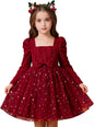 HNXDYY Little Girls Long Sleeve Star Print Knee Length Casual Princess Dress