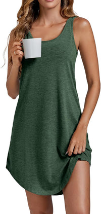 Vrtige Women's Tank Nightgown Sleeveless Sleepwear Scoop Neck Full Slip Chemise Nightdress