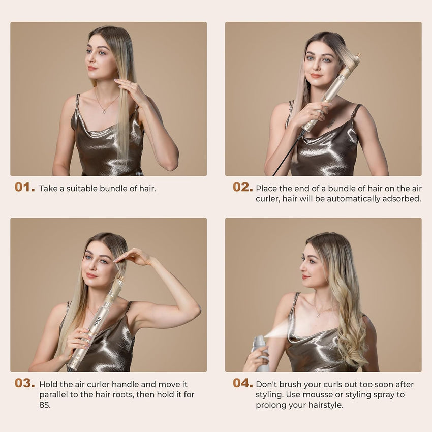 Ukliss 8 in 1 Hair Dryer Brush & Multi Hot Air Styler–Foldable 110,000 RPM Blow Dryer Brush Tool Set with Diffuser Auto-Wrap Curler for Fast Drying Curling Straightening Hair Daily Styling (1.25'')