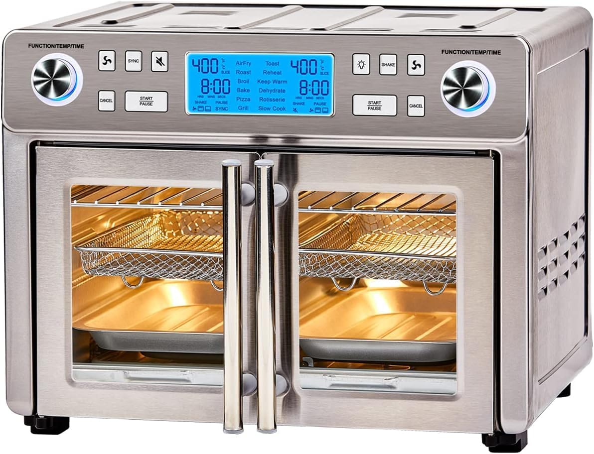 Emeril Lagasse Dual Zone 360 Air Fryer Oven Combo with French Door, 25 QT Extra Large, Cook Two Foods in Different Ways, Up to 60% Faster from Frozen to Finish