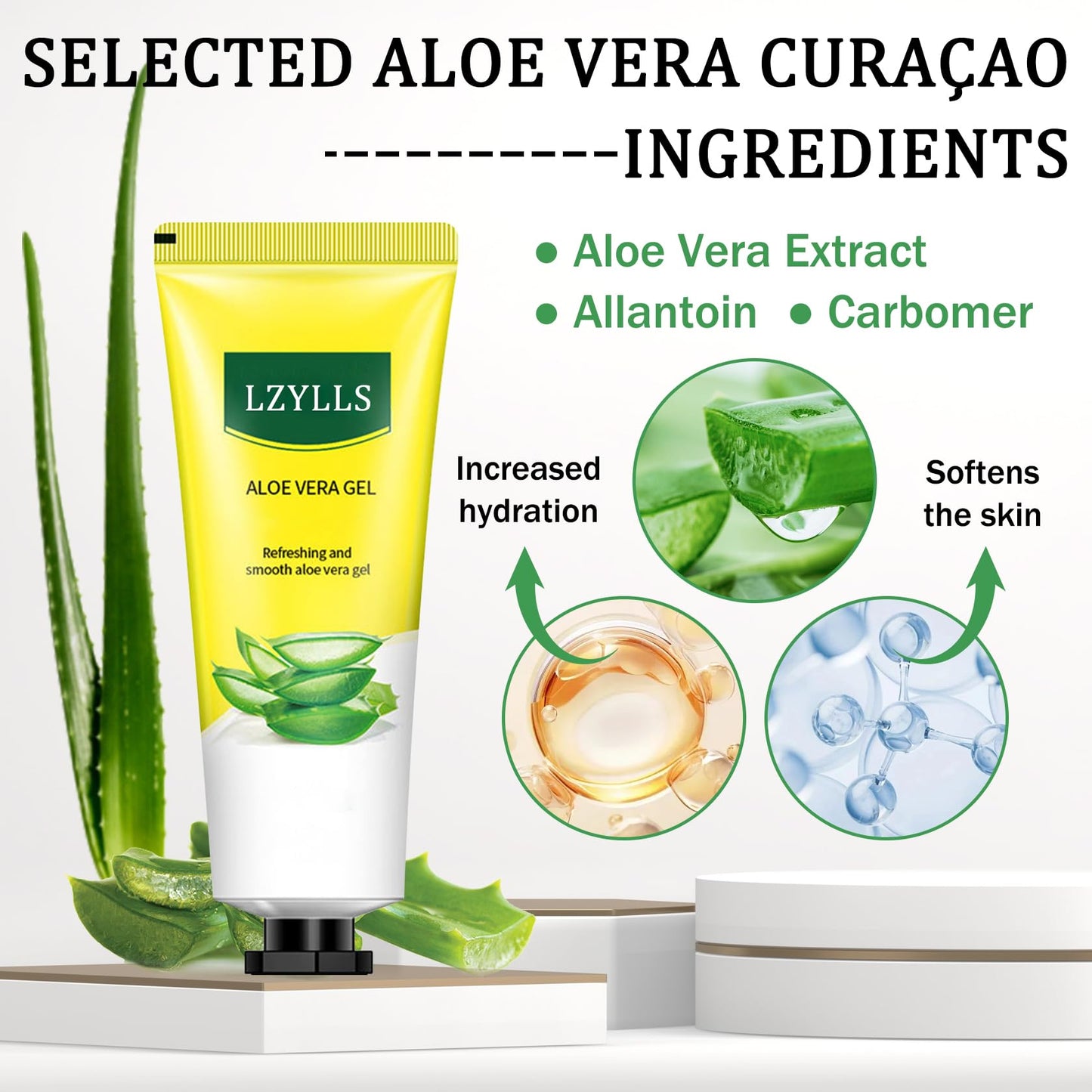 LZYLLS Aloe Vera Gel for Face and Body,Hydrating Organic Aloe Vera Gel,Cooling Body Cream for After Sun Skincare,Non-Sticky Face Moisturizer, 9.15 Fl Oz