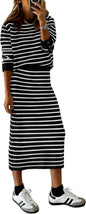 PRETTYGARDEN 2 Piece Skirts Sets For Women Fall Fashion 2025 Striped Sweater Dress Knit Lounge Travel Outfits Winter Clothing