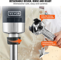 VEVOR 500W 12 Inch Heavy Duty Hand Mixer, Variable Speed Stick Mixer with 304 Stainless Steel Blade, Multi-Purpose Portable Mixer for Soup, Smoothie, Puree, Baby Food