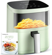 Air Fryer, Beelicious 8-in-1 Smart Compact 4QT Air Fryers, with Viewing Window, Shake Reminder, 450°F Digital Airfryer with Flavor-Lock Tech, Dishwasher-Safe & Nonstick, Fit for 1-3 People, Black