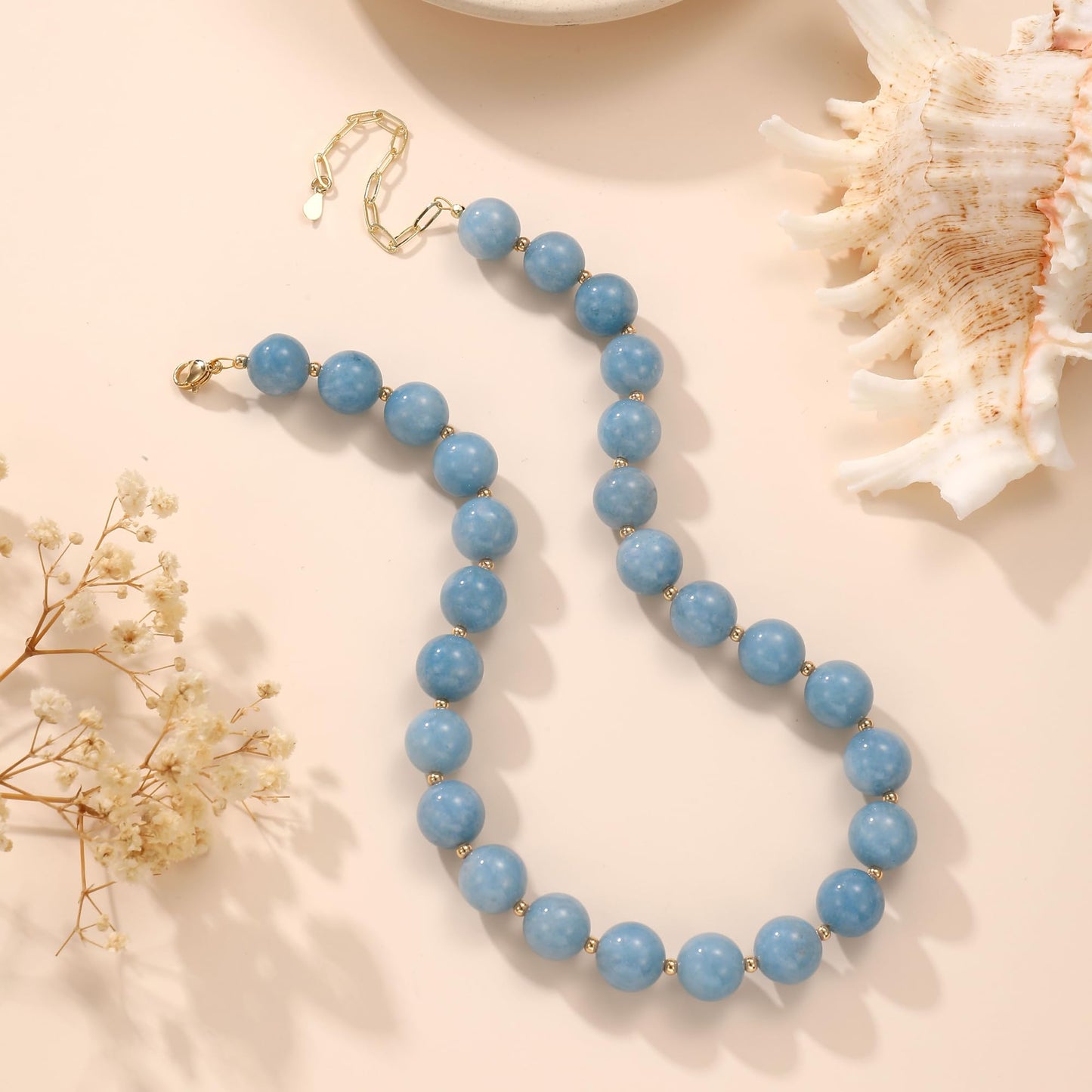 Colorful Beaded Necklace for Women Boho Statement Chunky Necklace Natural Stone Beads Gemstone Choker Necklaces Handmade Summer Beach Jewelry