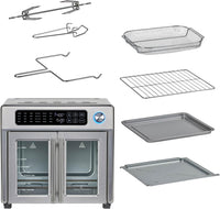 Emeril Lagasse Extra Large French Door Air Fryer Toaster Oven Combo, 24 Cooking Functions and Digital Controls, 7 Accessories Included, Stainless Steel Finish, 26QT Capacity