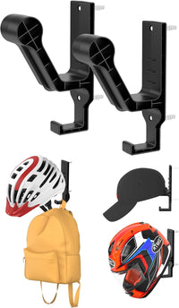 NOTMBESTM Universal Helmet Wall Mount Organizer 2 Pack, Helmet Rack for Display, Helmet Holder for Motorcycle/Bicycle/Tactics Helmet Hanger for Jackets, Coats, Caps and More (Black)