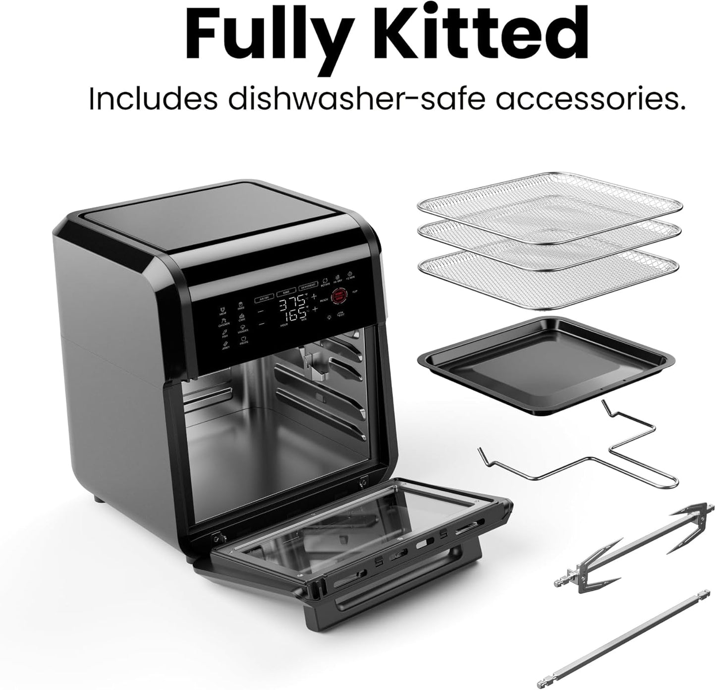 Chefman 12-Quart 6-in-1 Air Fryer Oven with Digital Timer, Touchscreen, and 12 Presets - Family Size Countertop Convection Oven, Dishwasher-Safe Parts