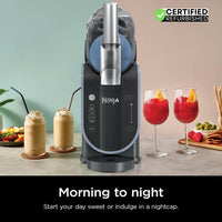 Ninja FS301 Professional Maker with RapidChill Technology, 88 oz Drink & Slushie Machine, 5 Preset Programs, Frozen Margaritas, Frappés, and More, Premium Accents, Black (Renewed)
