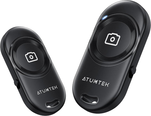 ATUMTEK Camera Remote Shutter for iPhone and Android Smartphones (2 Pack), Wireless Phone Remote Control Selfie Button for Photos and Videos (Bluetooth 5.2), Wrist Strap Included, Black Stylish