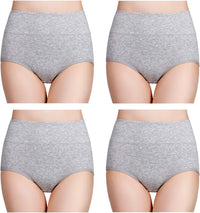 wirarpa Women's Cotton Underwear High Waisted Ladies Panties Full Coverage Briefs 4 Pack (Regular & Plus Size)