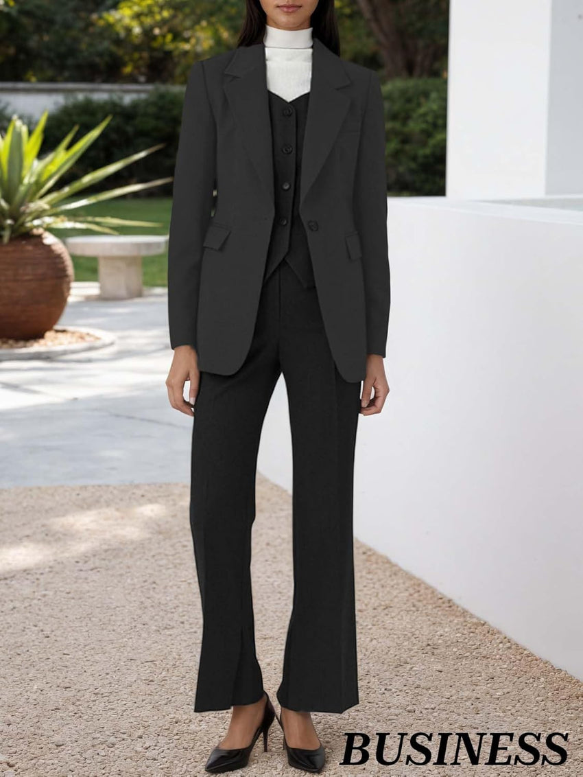 Mina Self 2025 Fall Women's Blazer Classic-Fitted Notched Lapel One-Button Front Work Business Suit Jackets with Pockets
