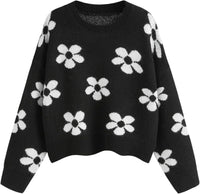 CIDER Floral Cozy Sweaters for Women Trendy Long Sleeve Cute Fall Outfits Casual Knit Pullover Sweater Fashion Clothes