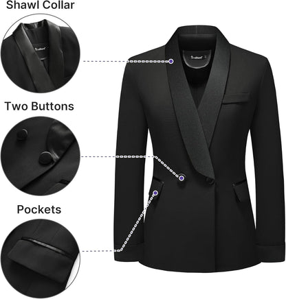 Women's Pants Suit 2 Piece Set Smil Fit Jacket Shawl Sollar Blazer Dress for Women