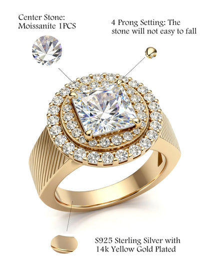 Personalized Princess Cut Moissanite Engagement Ring for Women – 10K/14K/18K Gold Custom Promise, Wedding & Anniversary Ring with Luxury Gift Box