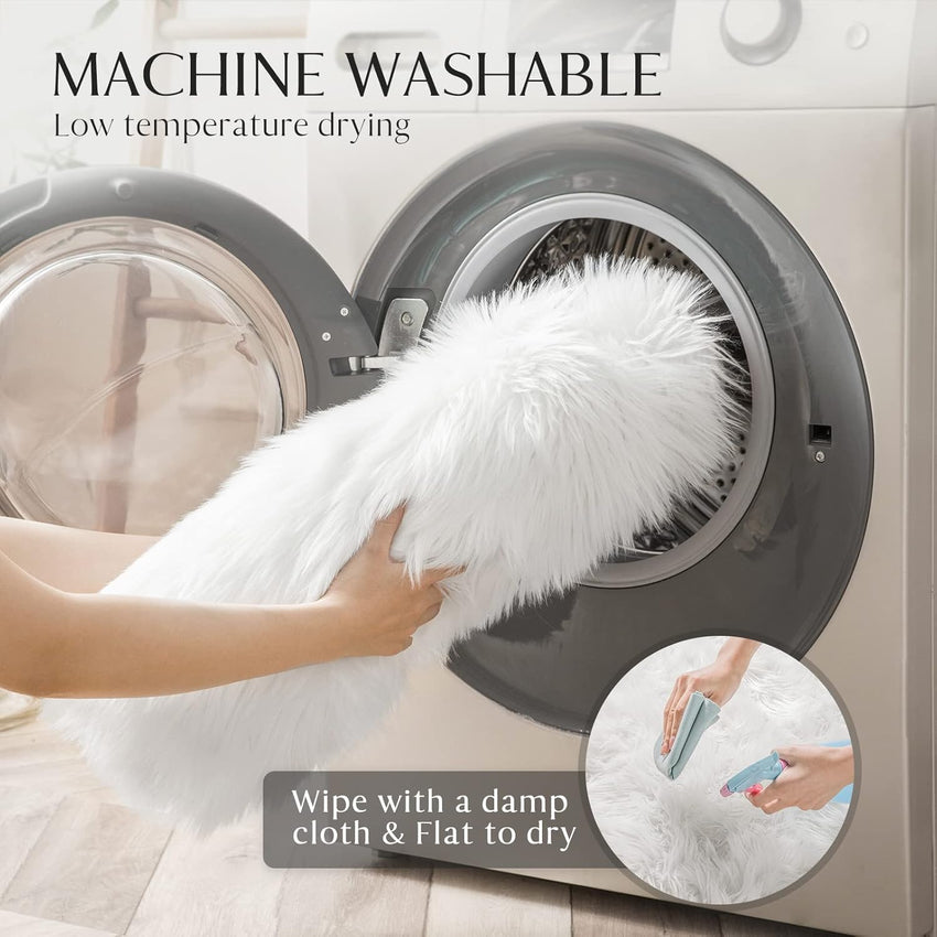 Ashler Faux Fur Rug, Dark Blue Area Rugs, Fluffy Sheepskin Fur Rug, Fuzzy Ultra Soft 2 x 6 Ft Rugs, Machine Washable Shag Rug, Nursery Throw Rugs for Bed, Living, Kids Room