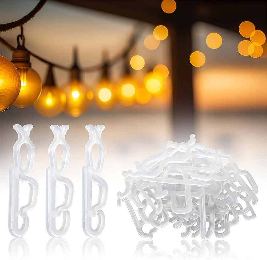 Blulu 150 Pcs Christmas Light Clips Hooks, Outdoor Universal Gutter and Shingle Clip Compatible with C9 C7 C6 for Roof, Roof Ridge Line, Fence, Icicle Lights (Clear)