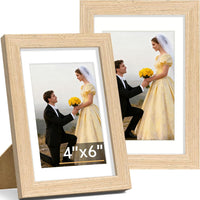 Vittanly 8x10 Picture Frame Set of 2, Solid Wood Frame for Wall or Tabletop, Display Photo 5x7 with Mat or 8x10 without Mat, Natural