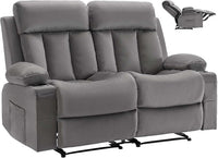 VEVOR Loveseat Recliner Sofa with Massage & Heat, Power Reclining Couch with Console, PU Leather Electric RV Sofa with USB & Outlet/Storage/Cup Holders/Pockets, Home Theater Seating for Living Room