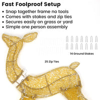 2D Lighted Reindeer Christmas Decorations Outdoor - Large 4FT Gold Deer Family Set with 115 LED Lights - Plug-in Waterproof Yard Decor with Separate Cords - Energy Saving Holiday Display 3 Pack