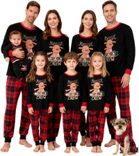 Family Christmas Pajamas Matching Sets - Soft Lettler Print Xmas Pjs for Couples & Kids | Holiday Family Pajamas