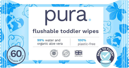 Pura Natural Sensitive Baby Wipes, 99% Water, Unscented & Hypoallergenic, Suitable for Sensitive & Eczema-prone Skin, Hypoallergenic, EWG Verified, 10 Pack of 60 Wet Wipes (600 Diaper Wipes) Bulk Buy