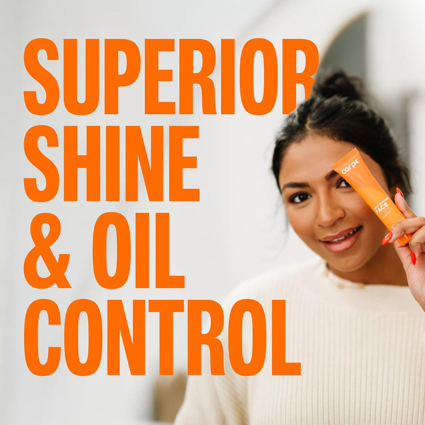 Carpe Sweat Absorbing Face Lotion for Oily Skin Control, Mattifying Face Lotion with Moisturizing Hyaluronic Acid and Squalane, Fragrance Free, 1.35 oz