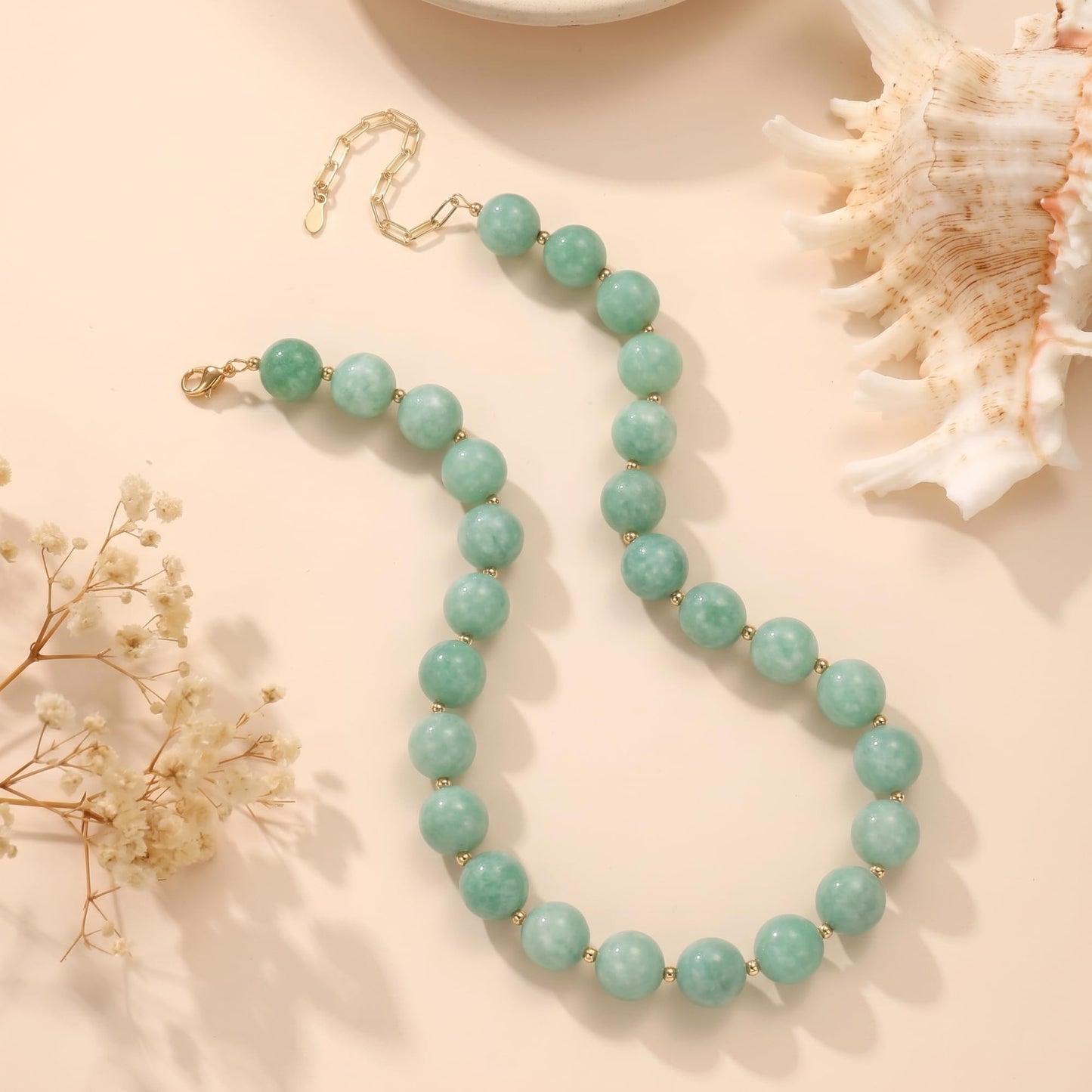 Colorful Beaded Necklace for Women Boho Statement Chunky Necklace Natural Stone Beads Gemstone Choker Necklaces Handmade Summer Beach Jewelry