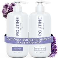 Routine Wellness Anti-Thinning Shampoo and Conditioner Set for Thinning Hair - Biotin DHT Blocker Women & Men - Color Safe Shampoo for Hair Loss & Healthier Hair - Rose Hips (Pack of 2)