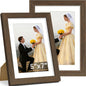 Vittanly 8x10 Picture Frame Set of 2, Solid Wood Frame for Wall or Tabletop, Display Photo 5x7 with Mat or 8x10 without Mat, Natural