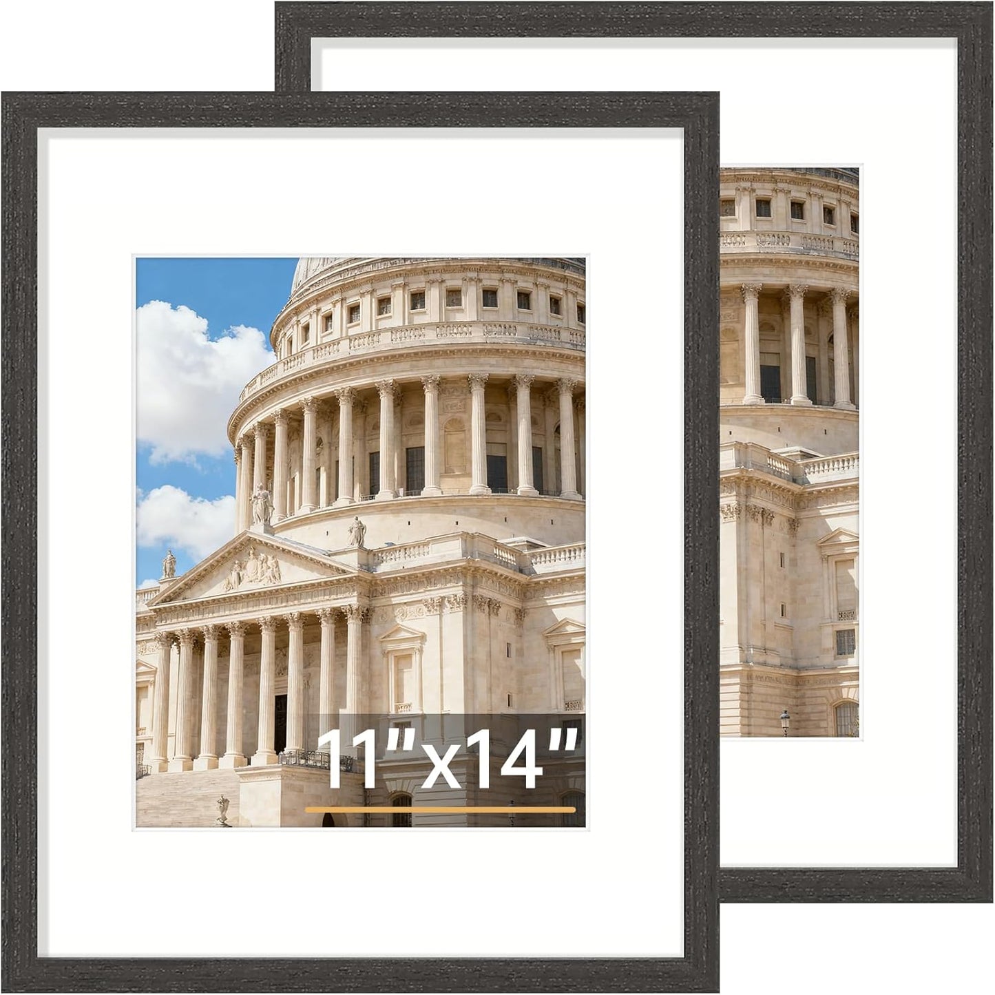 Vittanly 8x10 Picture Frame Set of 2, Solid Wood Frame for Wall or Tabletop, Display Photo 5x7 with Mat or 8x10 without Mat, Natural