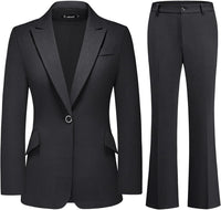 Women's Suit 2 Piece Set Pinstripe Blazer and Bootcut Dressy Pants Set for Work Office Business Outfits