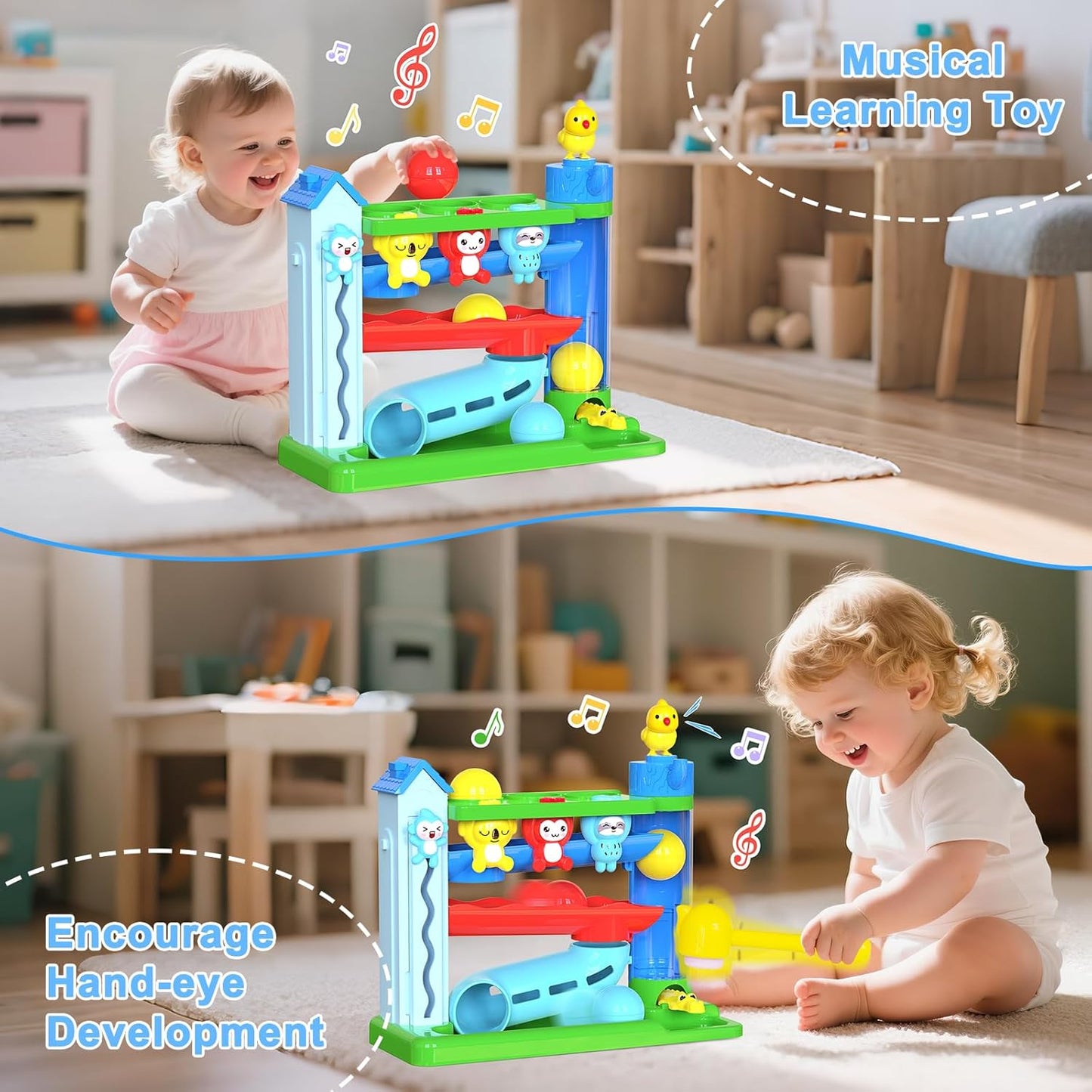 Hammer Montessori Toddler Toys, Interactive Musical Toy for 1-2 Year Old Boys & Girls,STEM Educational Toy with English & Spanish, for Ages 6-9,9-12,12-18,18-24+ Months